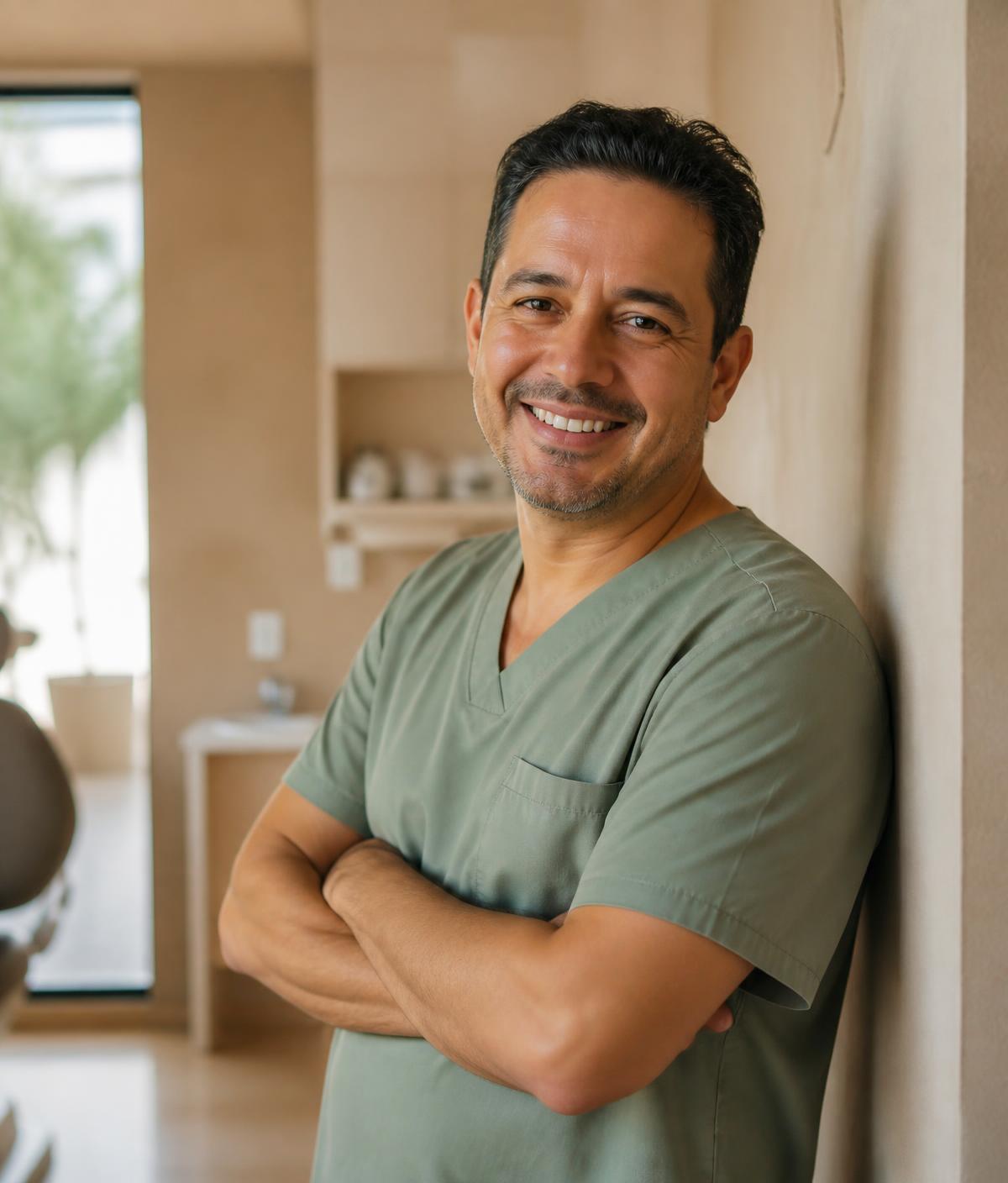 Retrato del Dr. Martín Ibarra en el consultorio Alma Dental